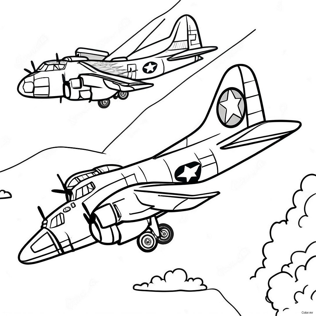 Pagina Para Colorear Del Bombardero B 17 Vintage En Vuelo 74396 61383