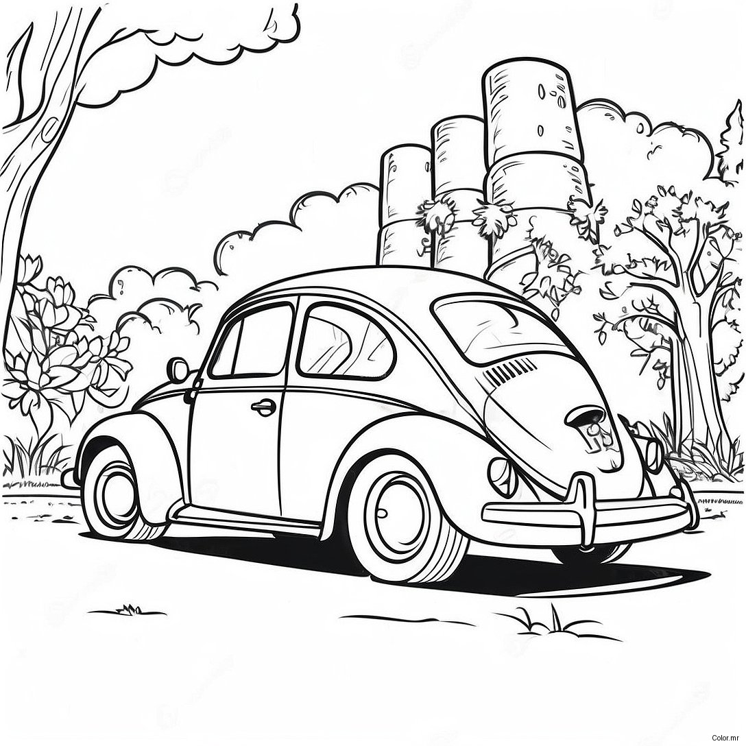 Pagina Para Colorear Del Vw Beetle De Estilo Vintage 35664 29665