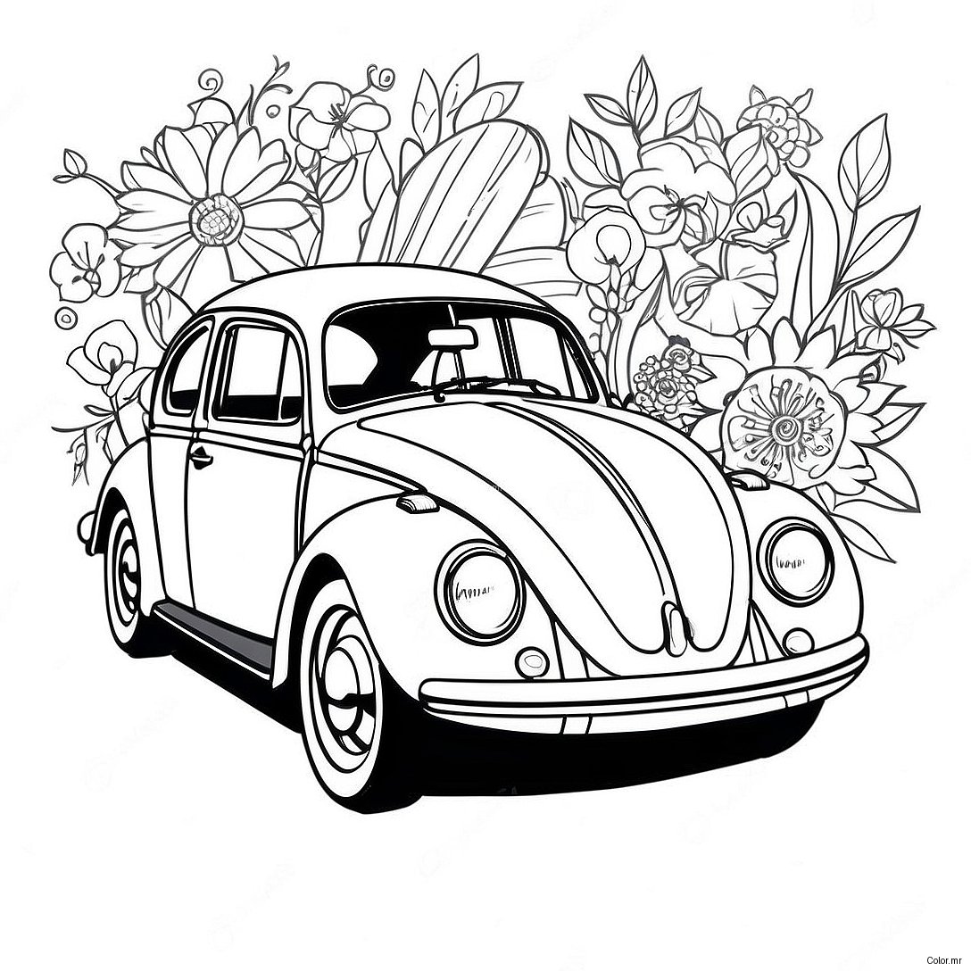 Pagina Para Colorear Del Vw Beetle De Estilo Vintage 35664 29667