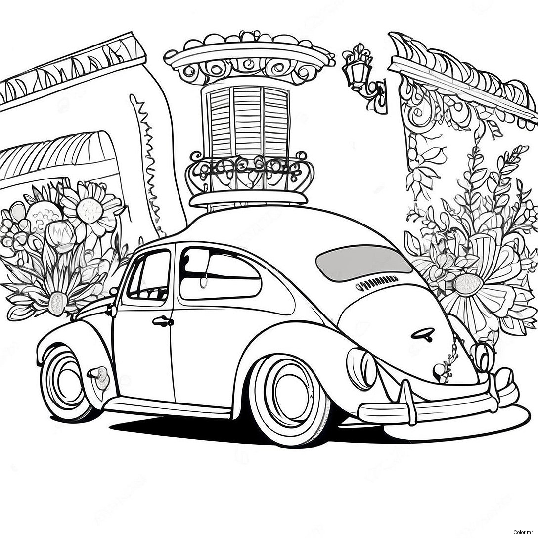 Pagina Para Colorear Del Vw Beetle De Estilo Vintage 35664 29668