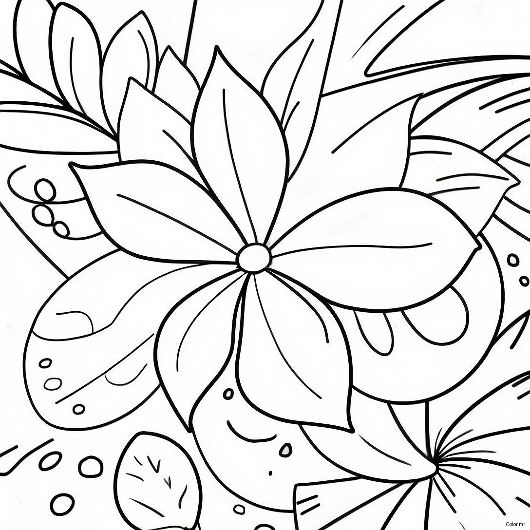 Pagina Para Colorear Realista De Flor Tropical 46283 38547