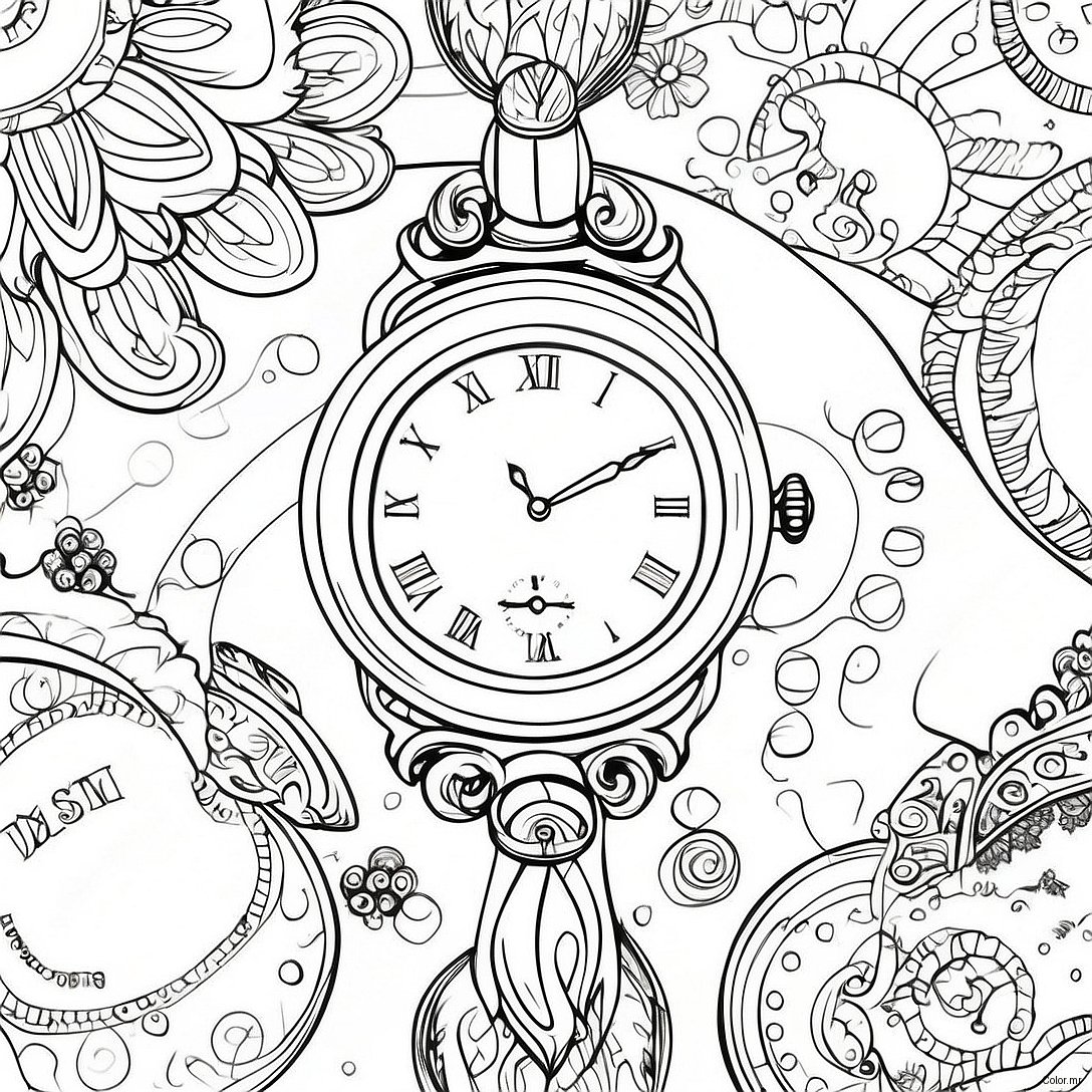 Pagina Para Colorear Reloj Vintage 40118 33274