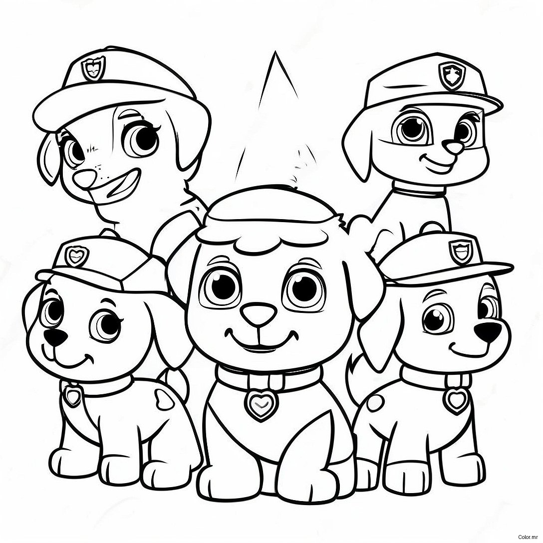 Paw Patrol Characters In Santa Hats Coloring Page 672 540