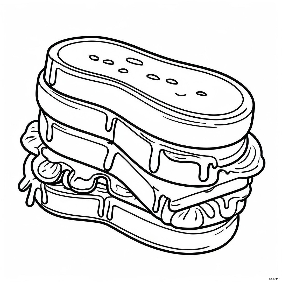 Peanut Butter And Jelly Sandwich Coloring Page 46393 38633