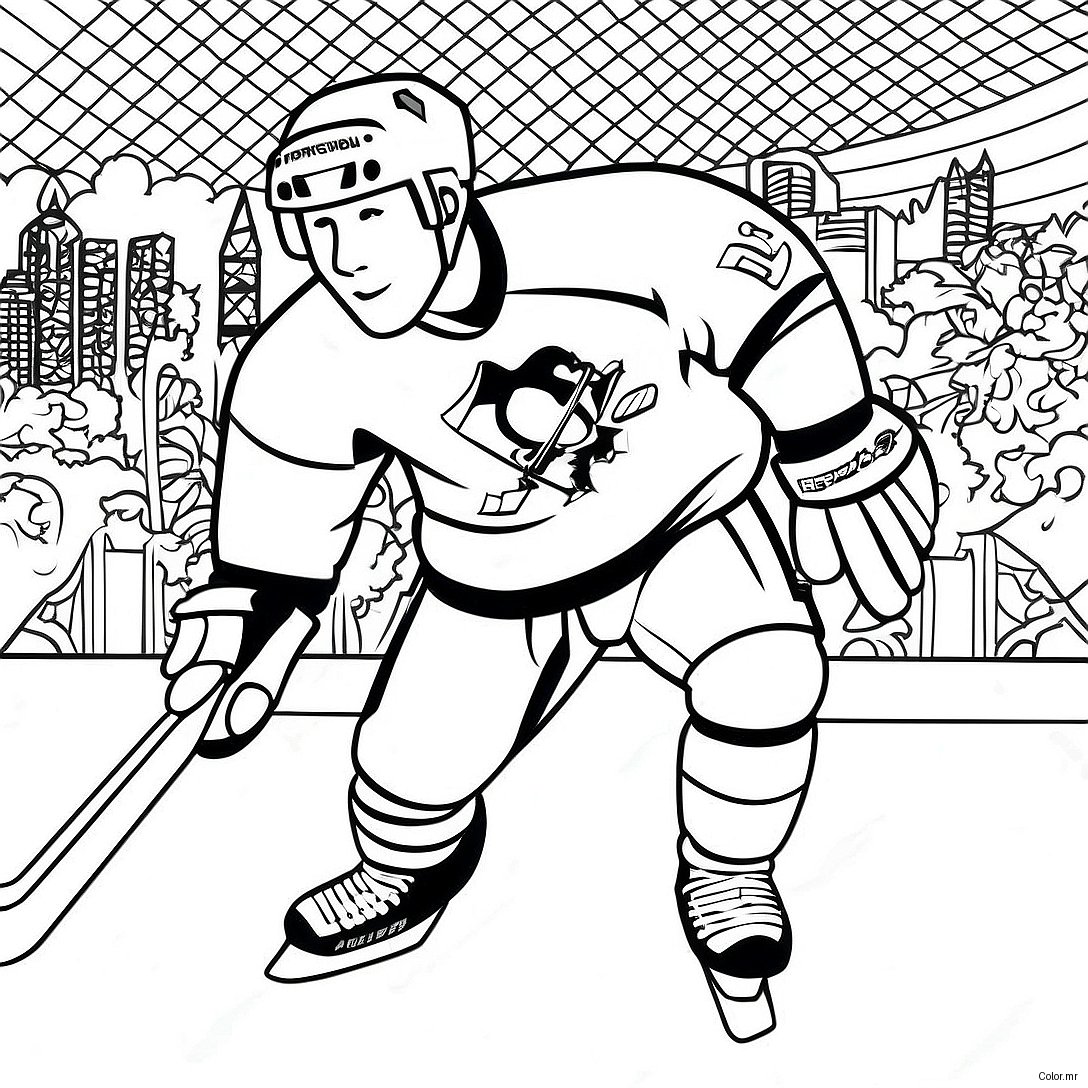 Pittsburgh Penguins Player Skating Coloring Page 47014 39132