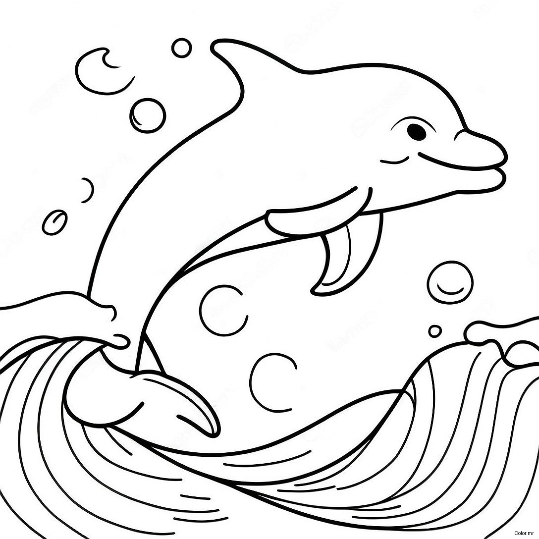 Playful Dolphin Jumping Through Waves Coloring Page 11328 9285