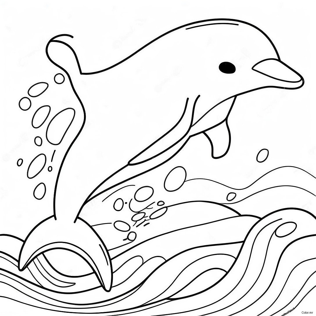 Playful Dolphin Jumping Through Waves Coloring Page 11328 9286
