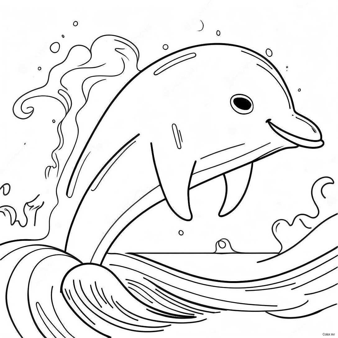 Playful Dolphin Jumping Through Waves Coloring Page 11328 9287