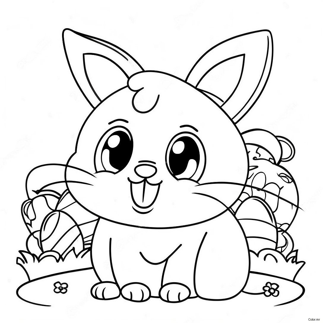 Playful Easter Cat With Bunny Ears Coloring Page 36054 30069