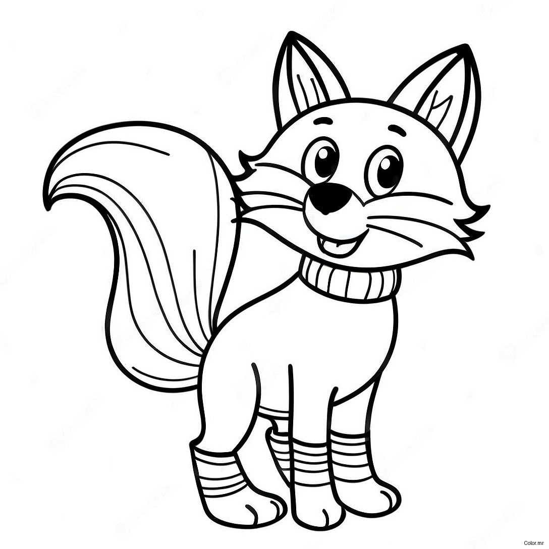 Playful Fox In Colorful Socks Coloring Page 47805 39752