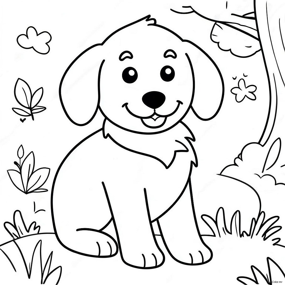 Playful Golden Retriever Puppy Coloring Page 702 563