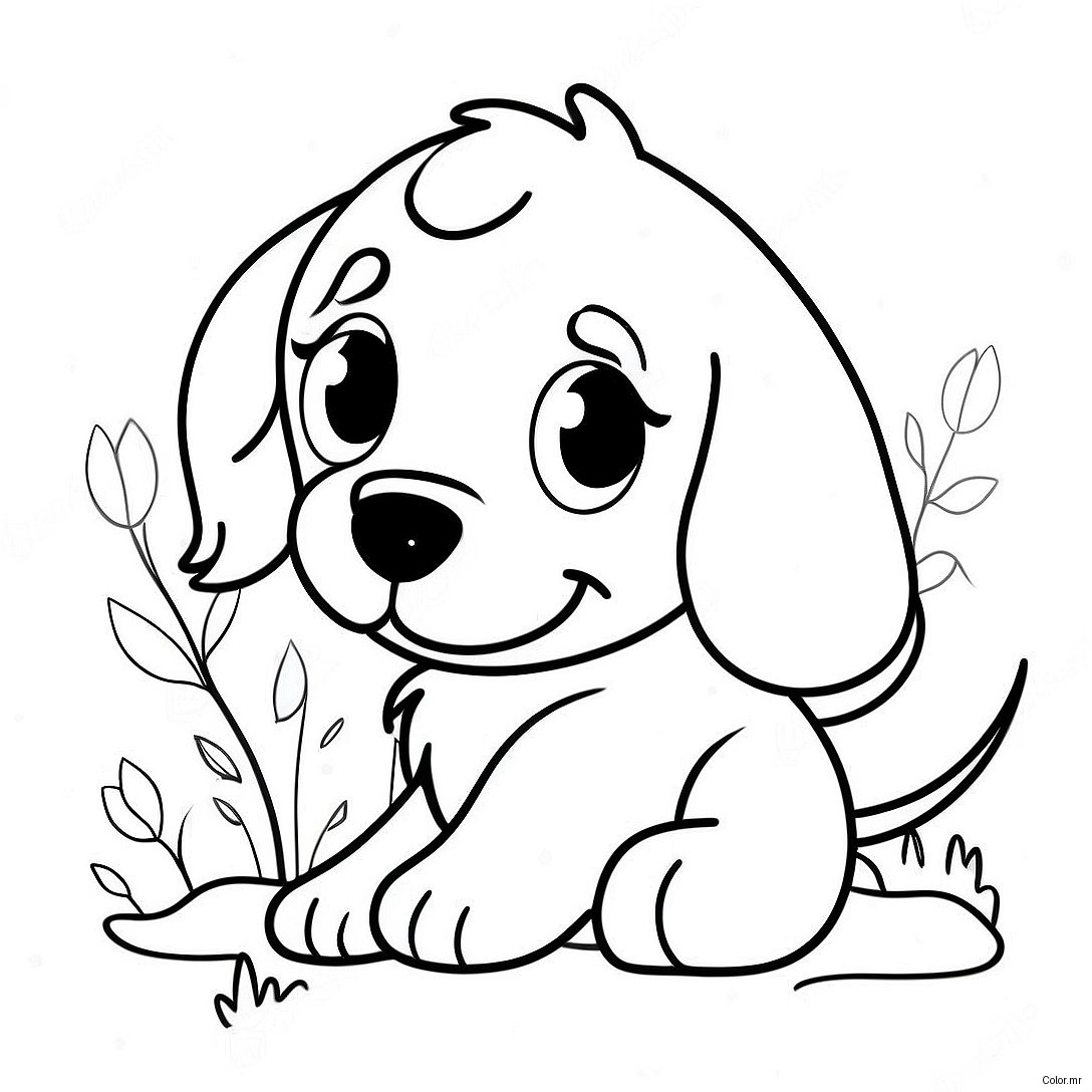 Playful Golden Retriever Puppy Coloring Page 702 564