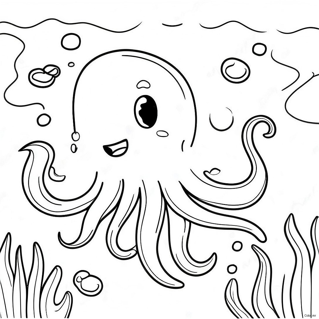 Playful Teenage Kraken Underwater Coloring Page 1912 1574