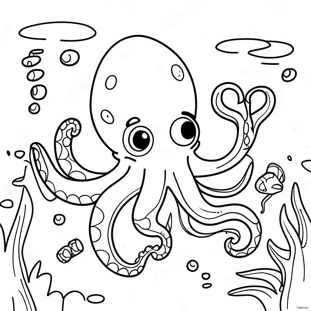 Playful Teenage Kraken Underwater Coloring Page 1912 1576