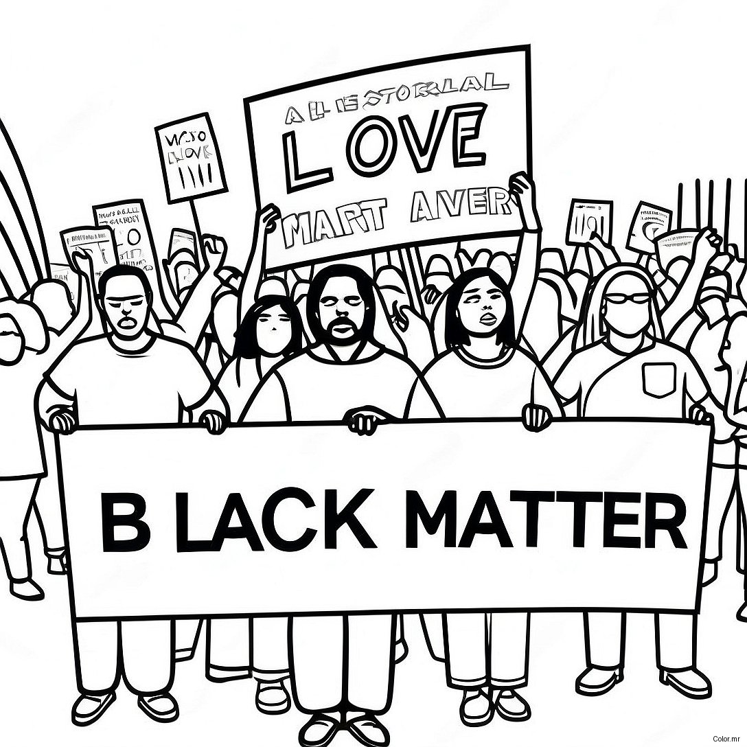 Powerful Black Lives Matter Protesters Coloring Page 68333 56351