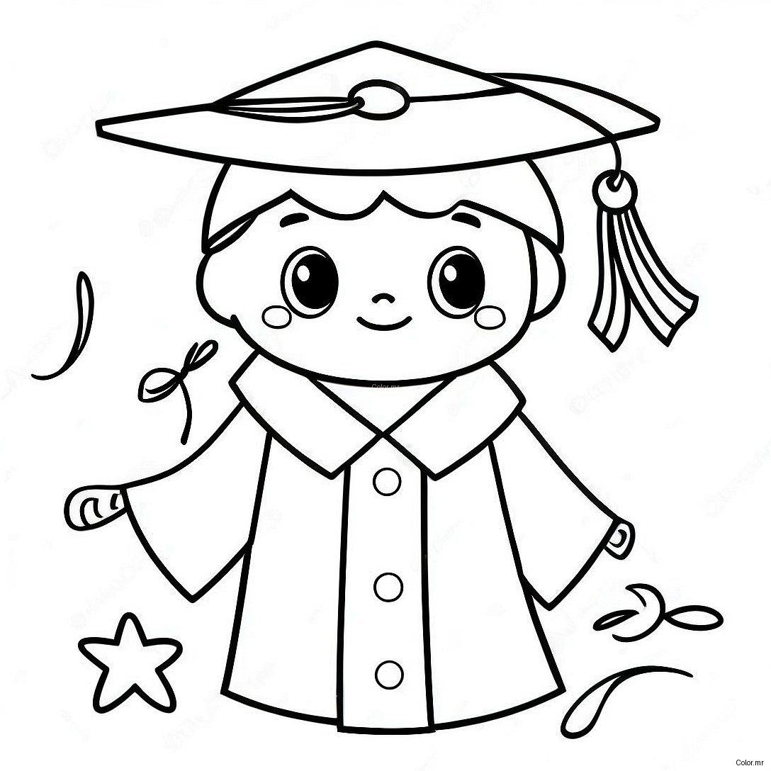 Preschool Graduation Cap And Gown Coloring Page 40818 33806