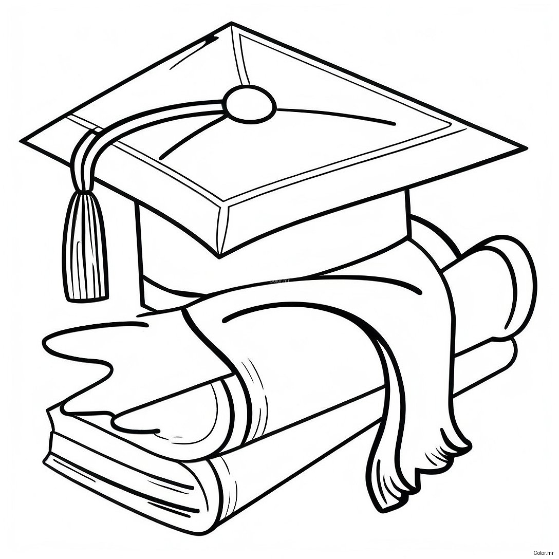 Preschool Graduation Cap And Gown Coloring Page 40818 33808