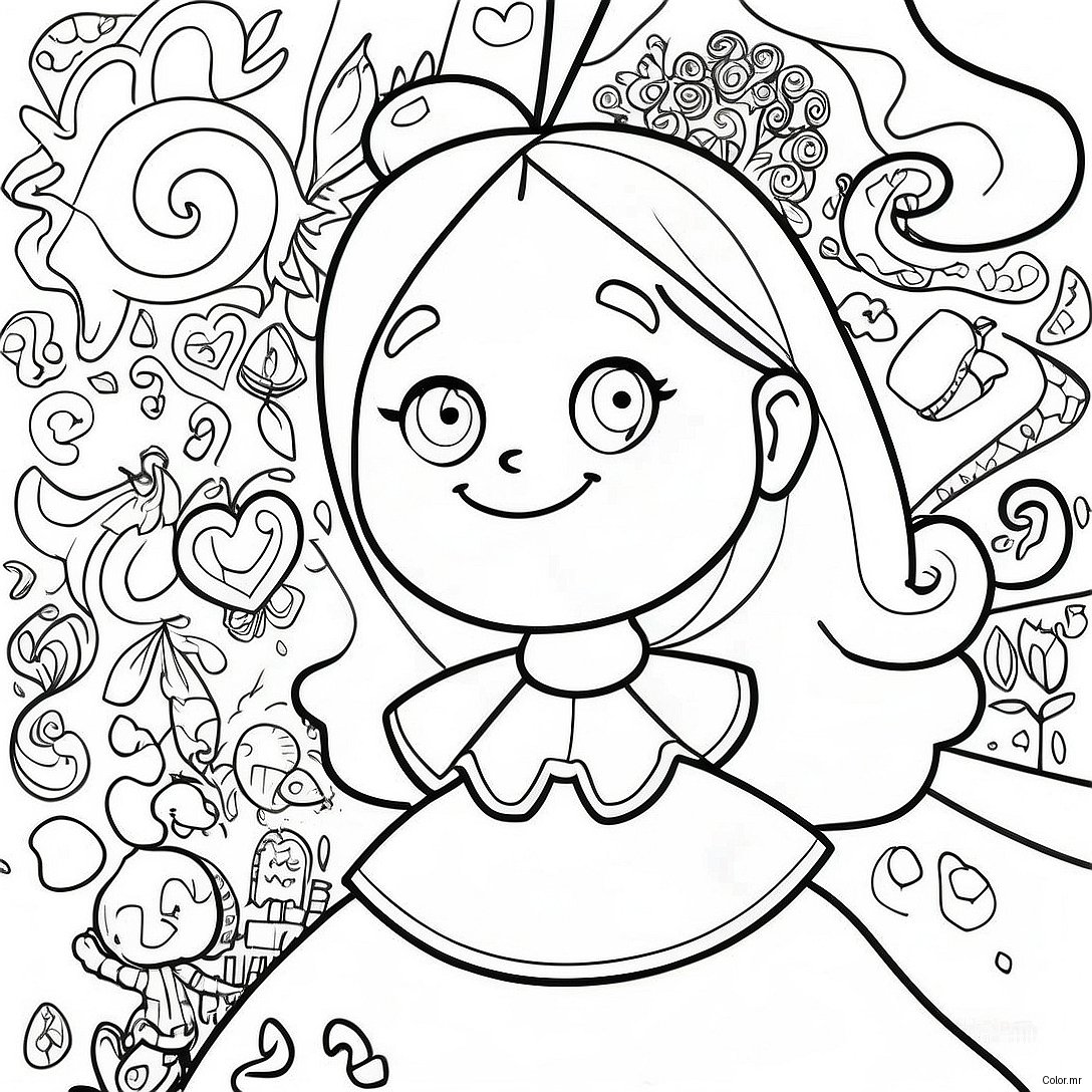 Psychedelic Alice In Wonderland Coloring Page 5402 4324