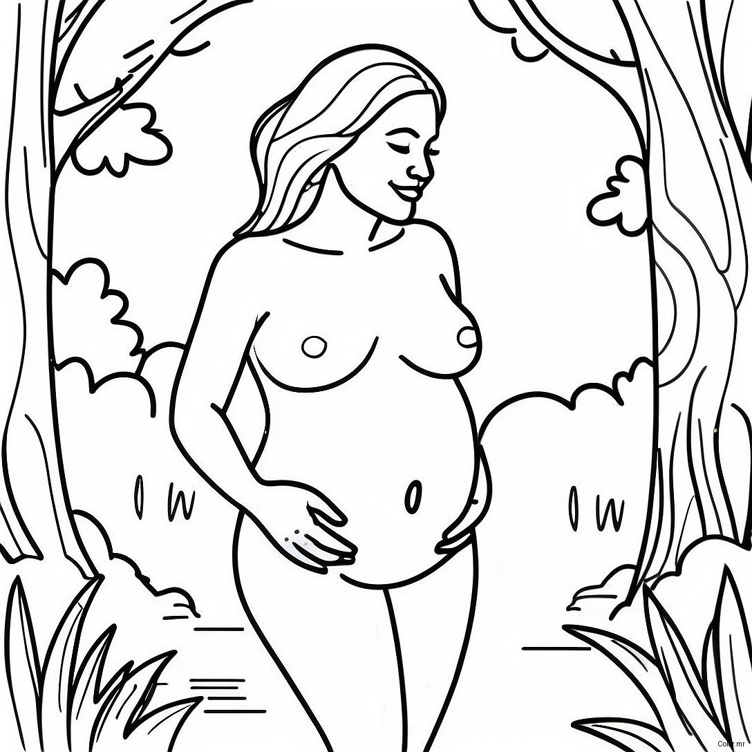 Realistic Pregnant Woman In Nature Coloring Page 61116 50686