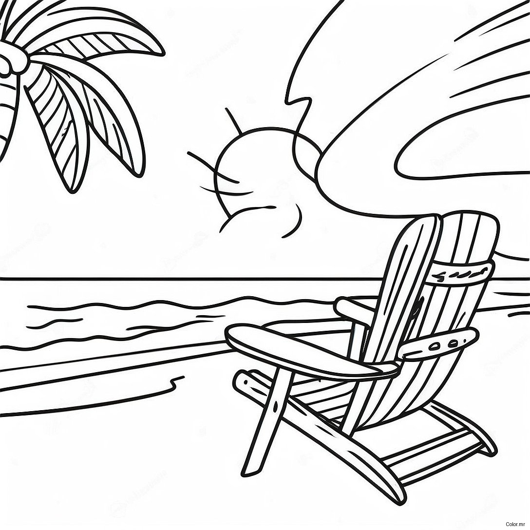 Relaxing Tropical Beach Sunset Coloring Page 43233 35983