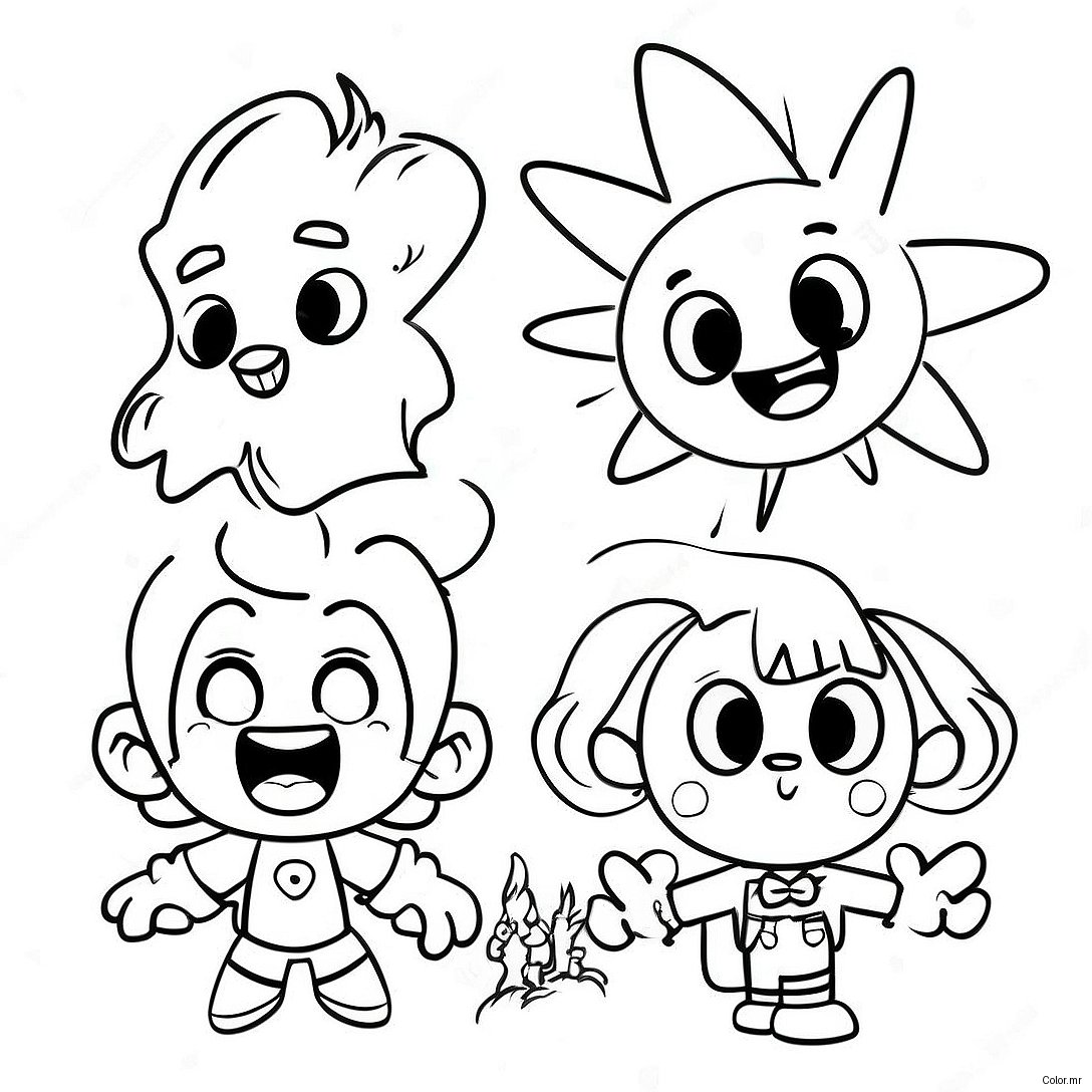 Retro 80s Cartoon Characters Coloring Page 3009 2437