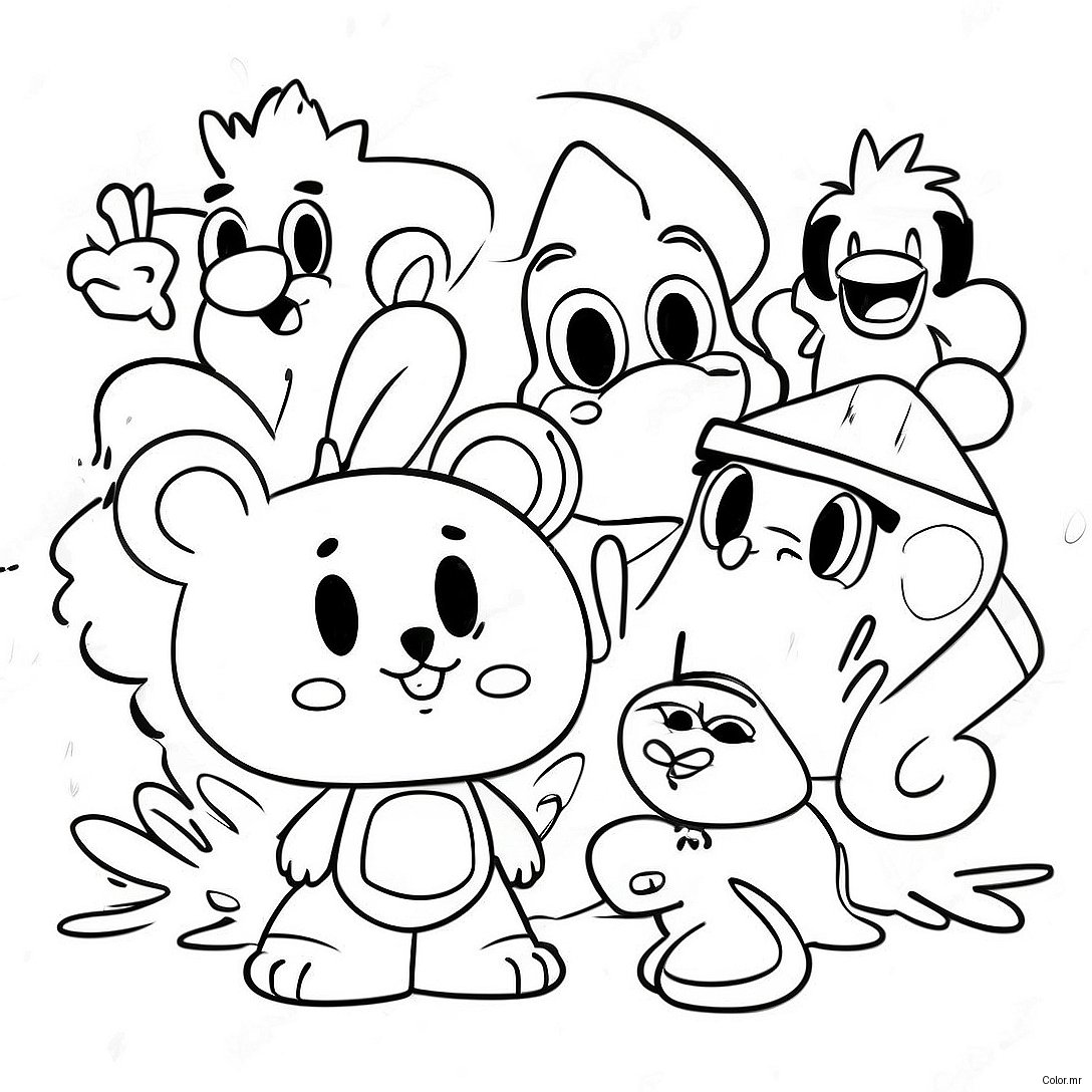 Retro 80s Cartoon Characters Coloring Page 3009 2438