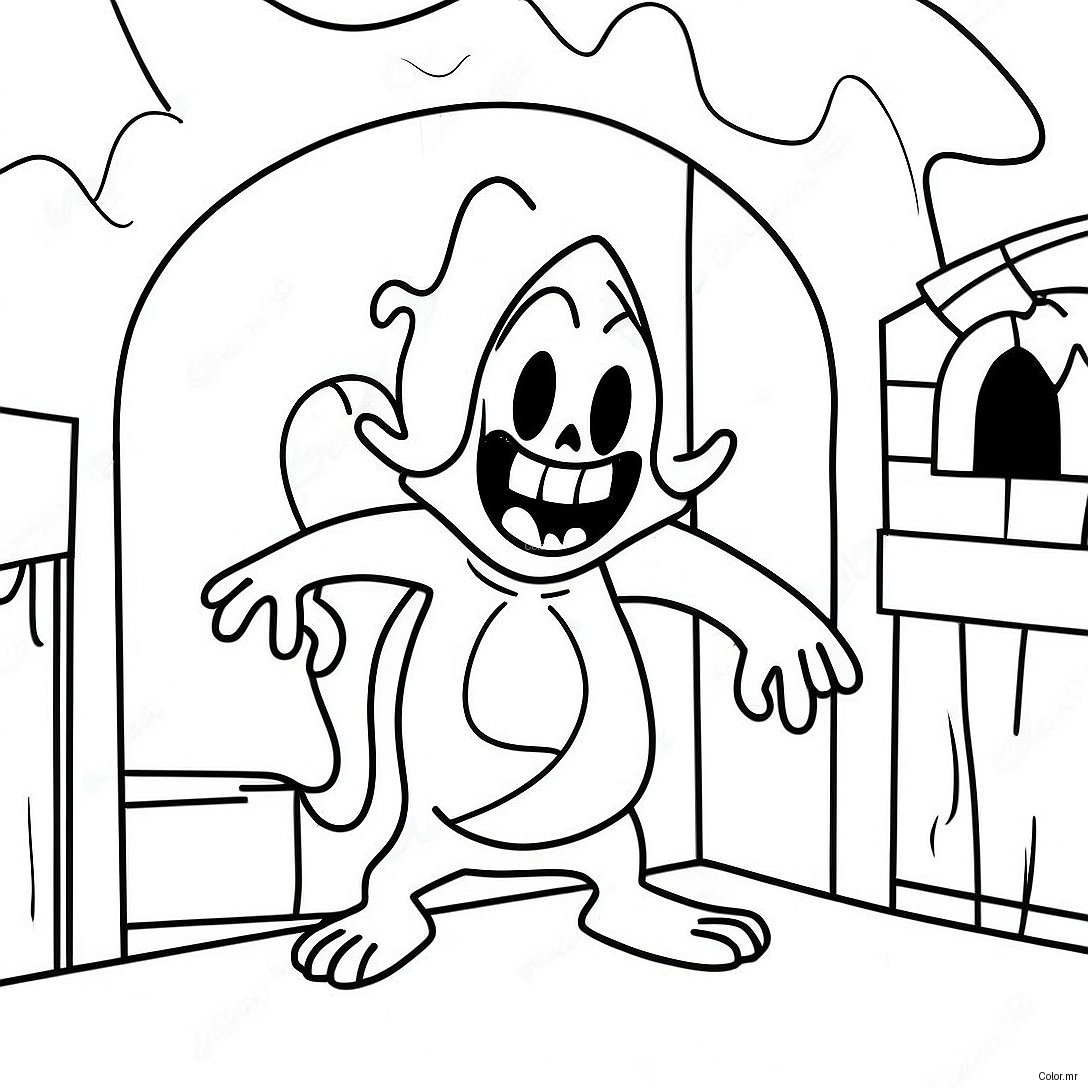 Scary Larry In A Haunted House Coloring Page 70734 58470
