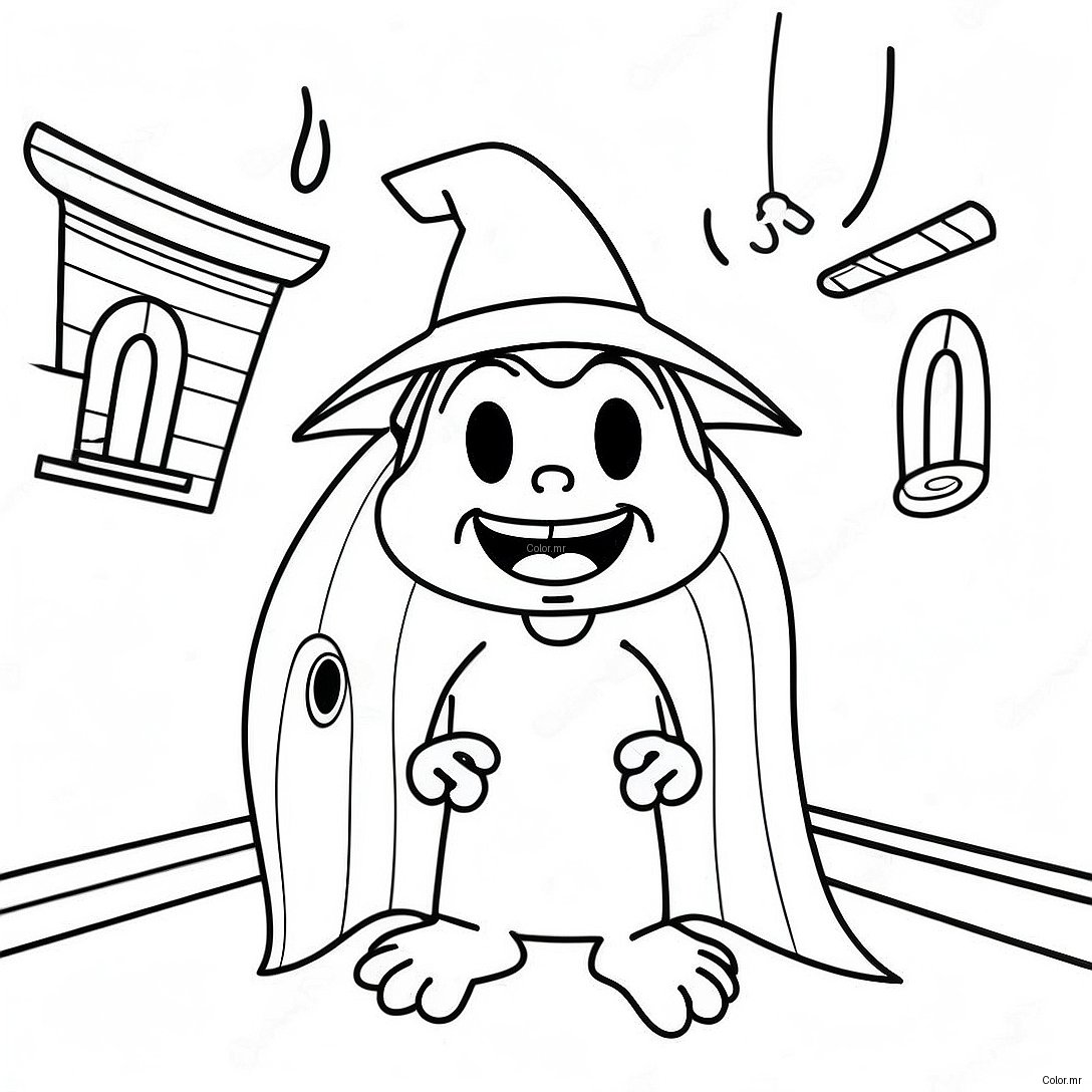 Scary Larry In A Haunted House Coloring Page 70734 58472