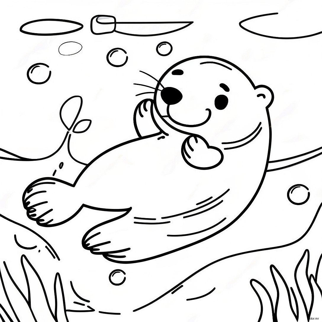 Sea Otter Swimming Playfully Coloring Page 19118 15982