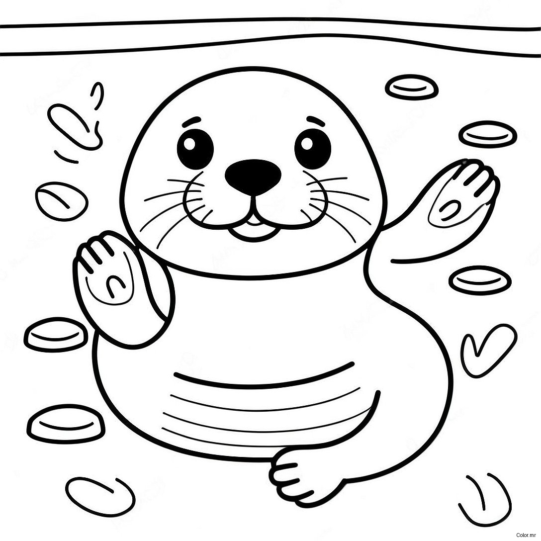 Sea Otter Swimming Playfully Coloring Page 19118 15984