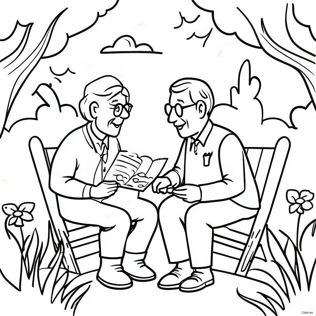 Seniors Enjoying Nature Coloring Page 1652 1322