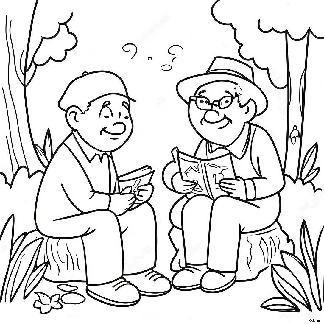 Seniors Enjoying Nature Coloring Page 1652 1323