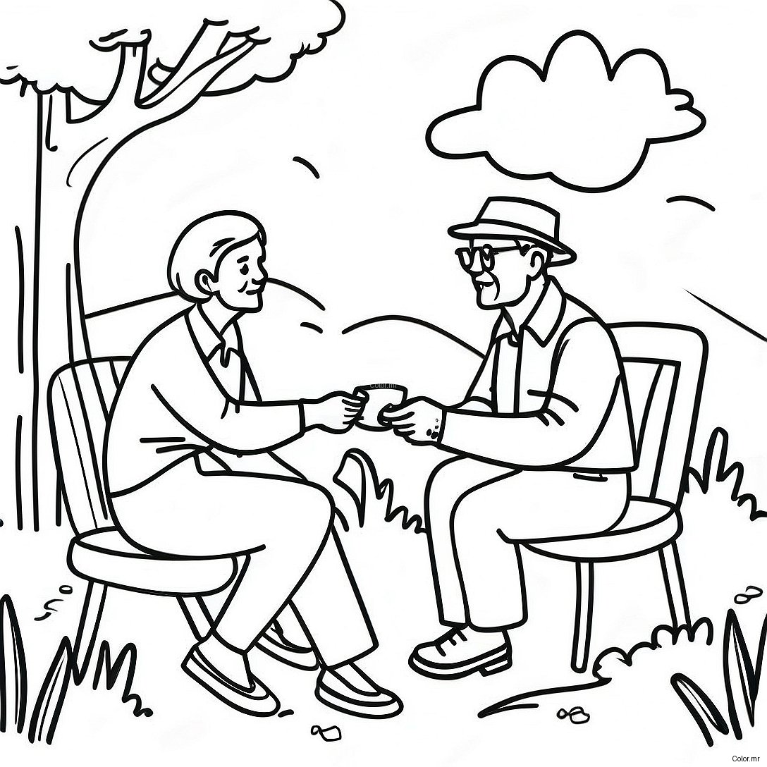 Seniors Enjoying Nature Coloring Page 1652 1324