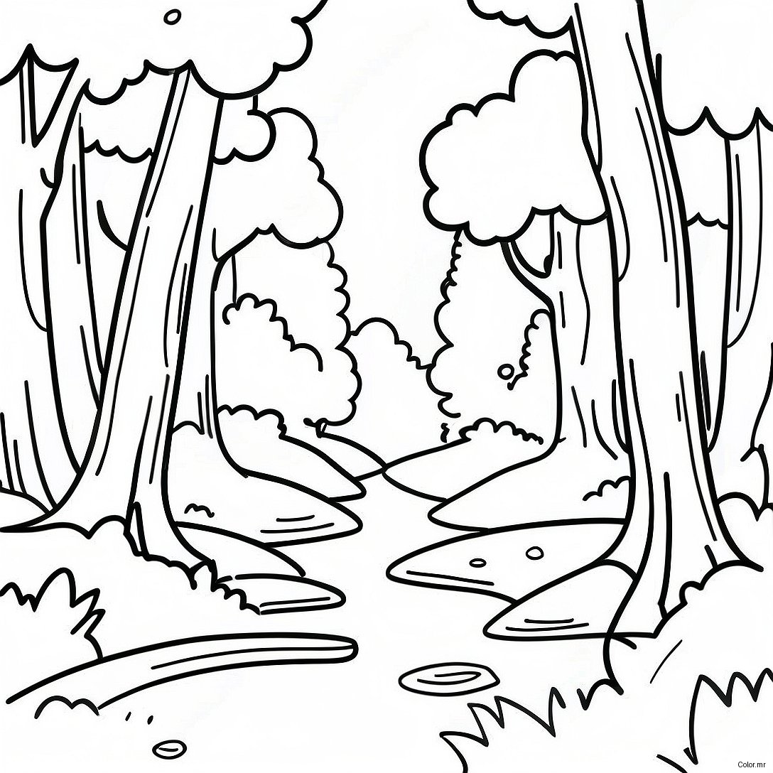 Serene Landscape Grayscale Forest Coloring Page 59957 49758