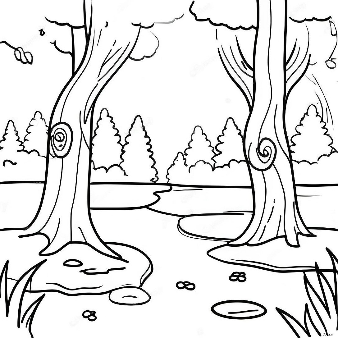 Serene Landscape Grayscale Forest Coloring Page 59957 49760