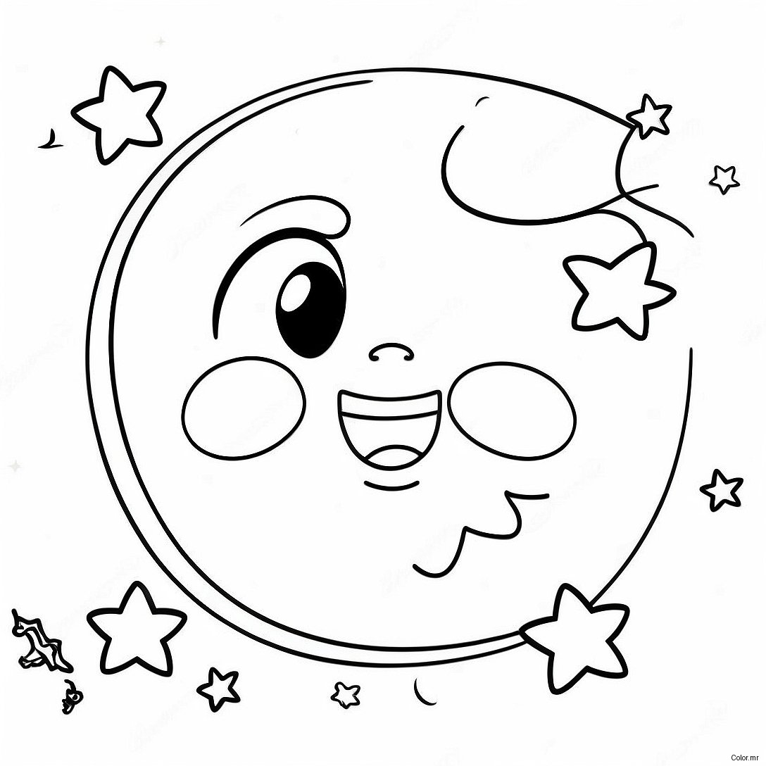 Shining Moon And Twinkling Stars Coloring Page 53509 44603