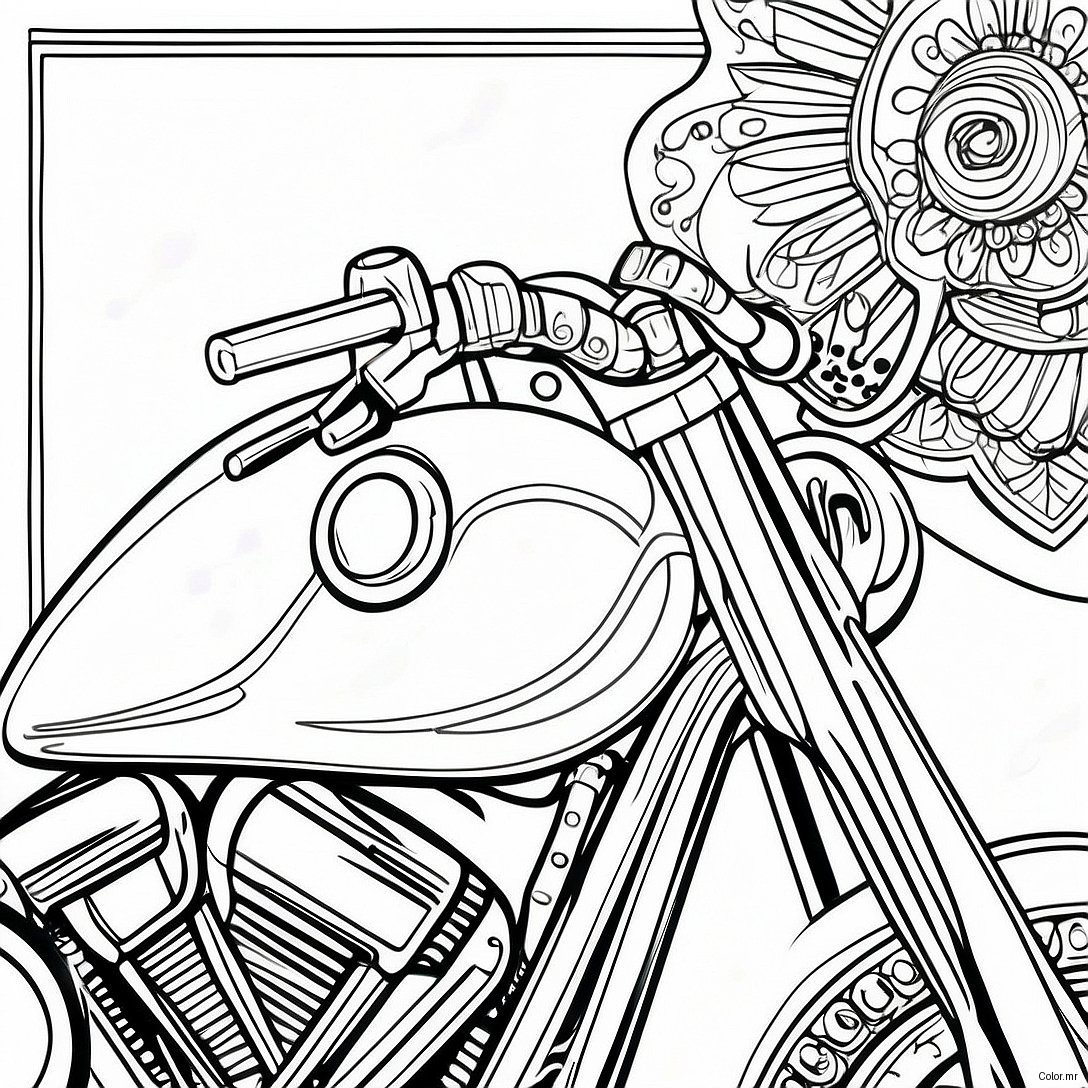 Skull Harley Davidson Motorcycle Coloring Page 51205 42655