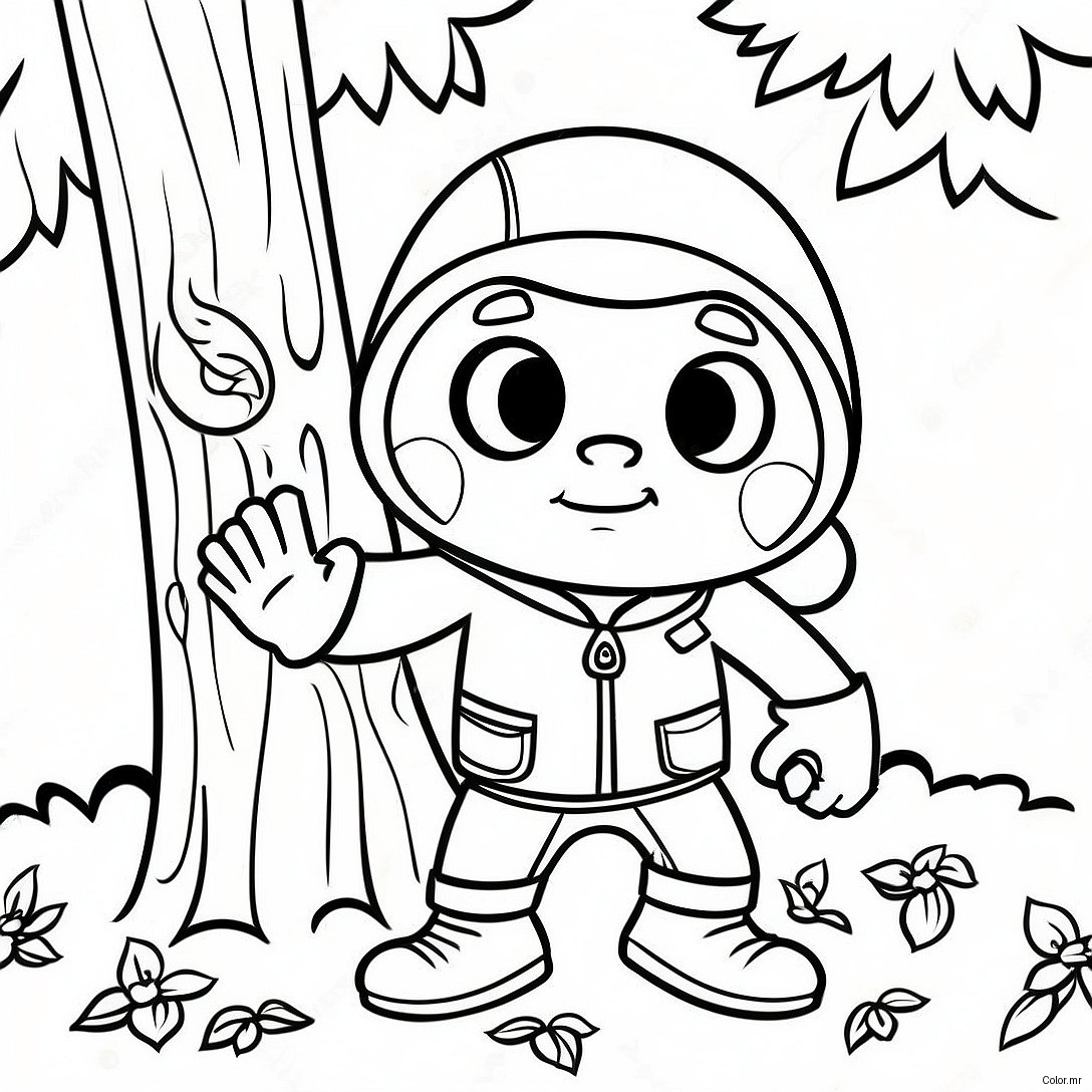 Sneaky Robber Hiding Behind A Tree Coloring Page 73435 60626