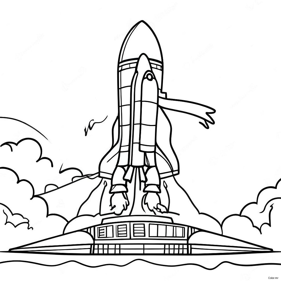 Space Shuttle Launching Into The Sky Coloring Page 22313 20596