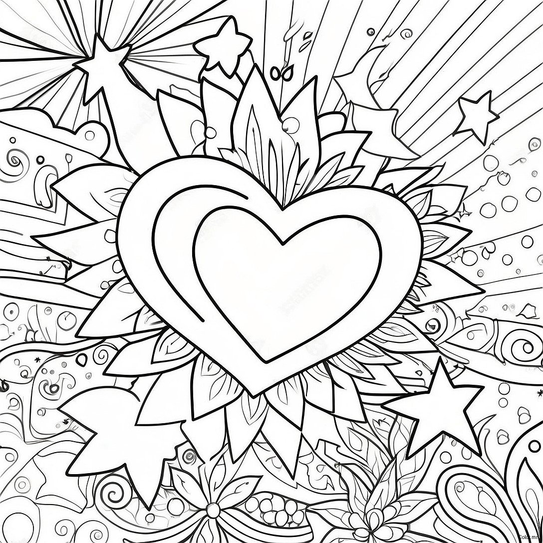 Sparkling Hearts And Twinkling Stars Coloring Page 32602 16963
