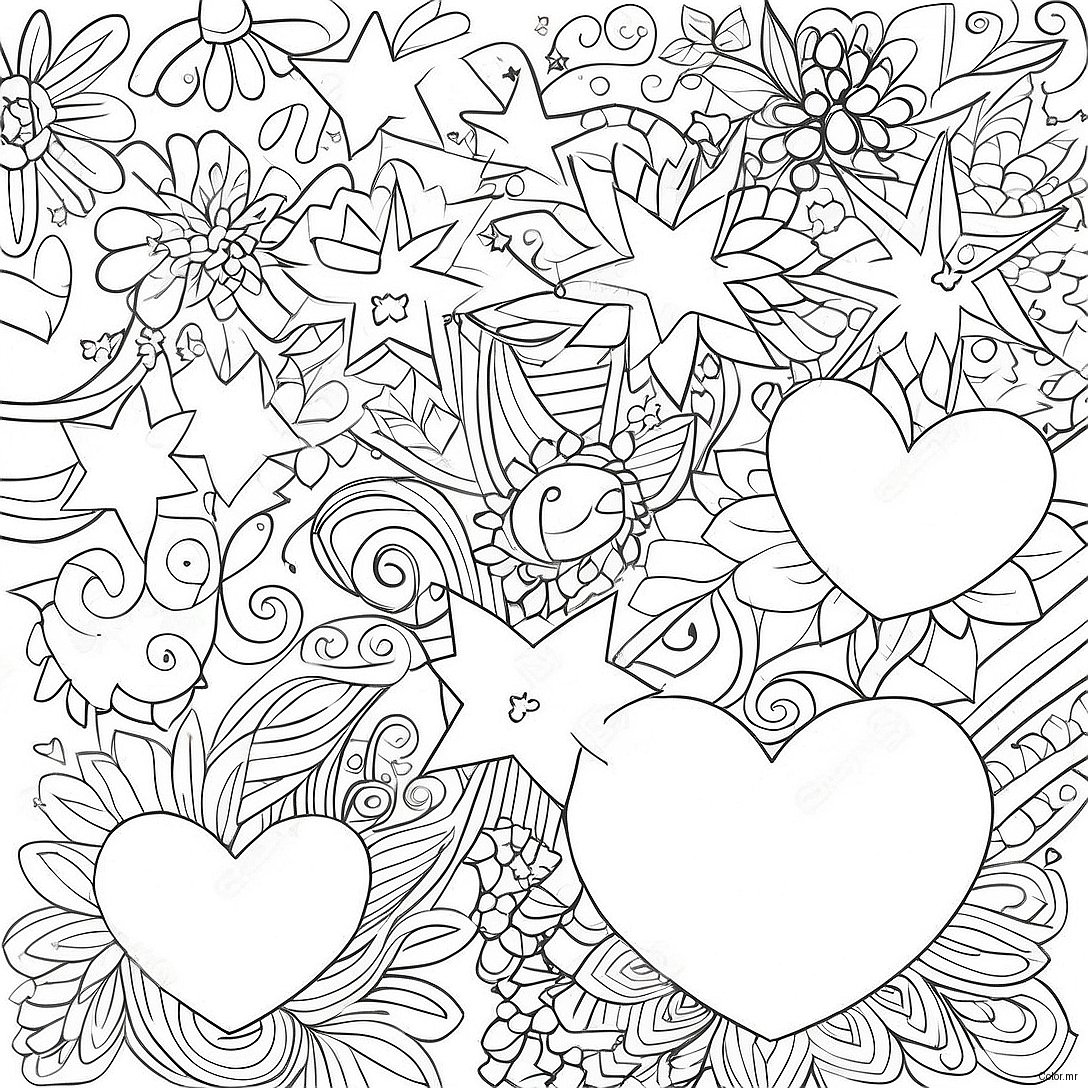 Sparkling Hearts And Twinkling Stars Coloring Page 32602 16964