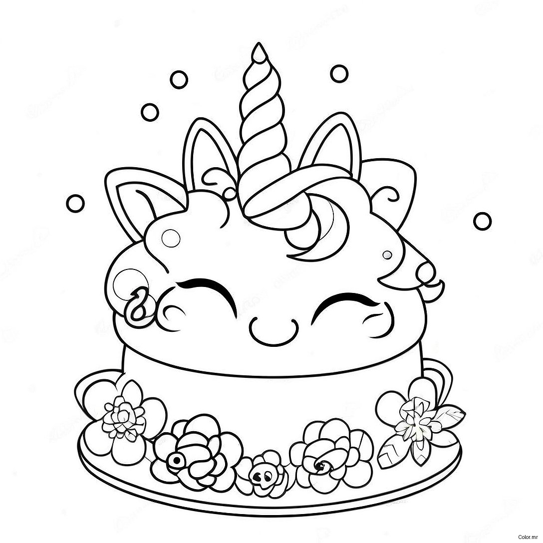 Sparkling Unicorn Birthday Cake Coloring Page 46784 38945