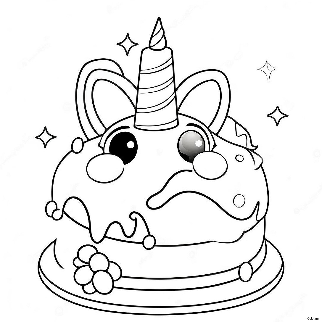 Sparkling Unicorn Birthday Cake Coloring Page 46784 38948