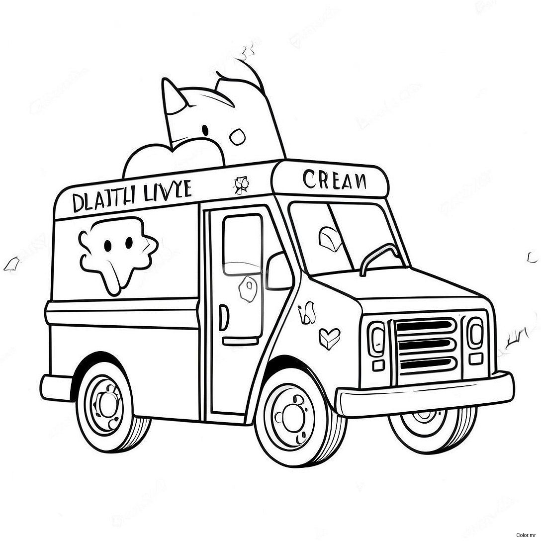 Sparkling Unicorn Ice Cream Truck Coloring Page 48985 40695