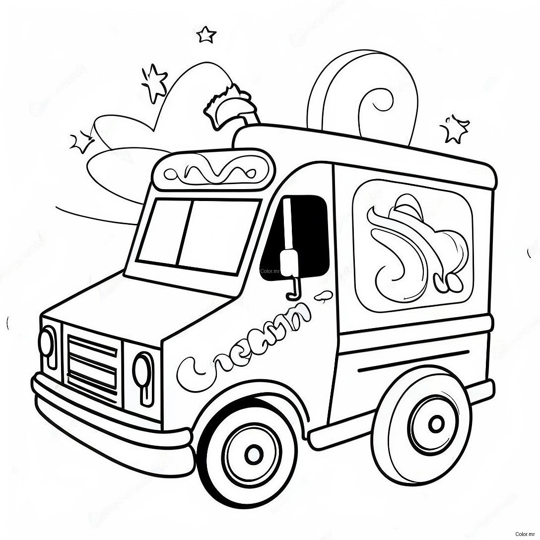 Sparkling Unicorn Ice Cream Truck Coloring Page 48985 40696