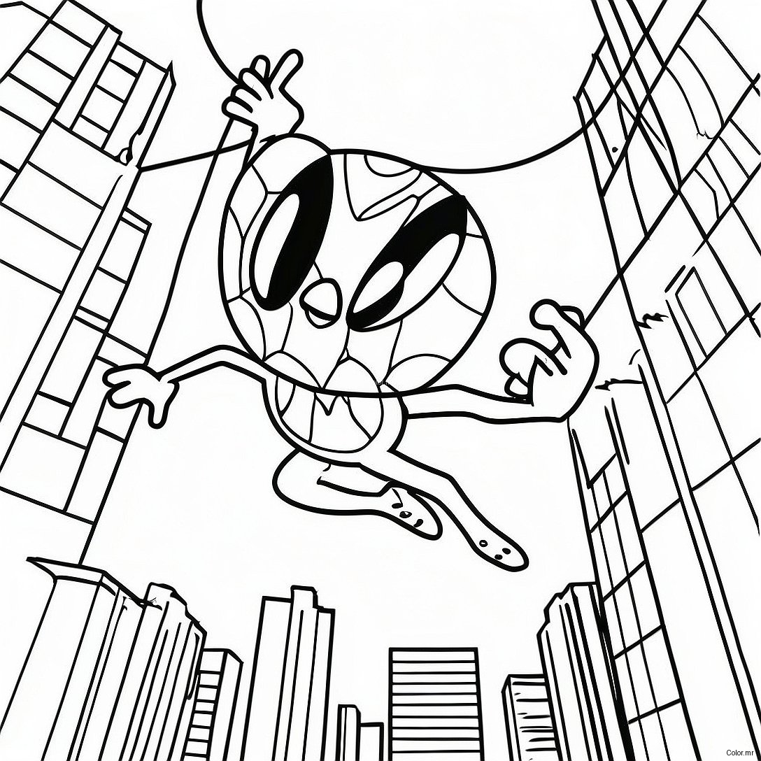 Spider Sonic Swinging Through The City Coloring Page 39858 33066
