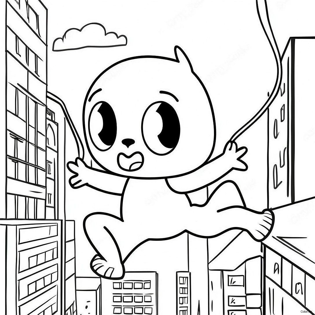 Spider Sonic Swinging Through The City Coloring Page 39858 33067