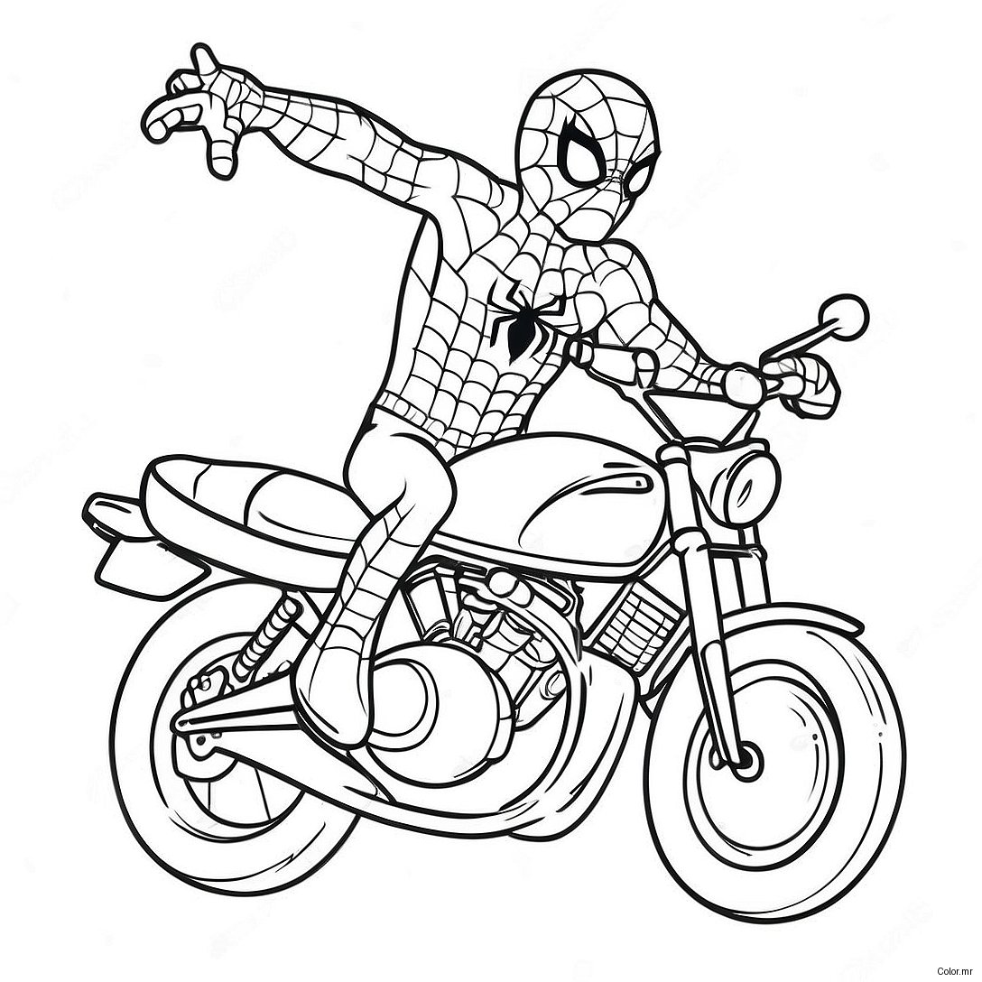 Spiderman Riding A Cool Motorcycle Coloring Page 19979 18633