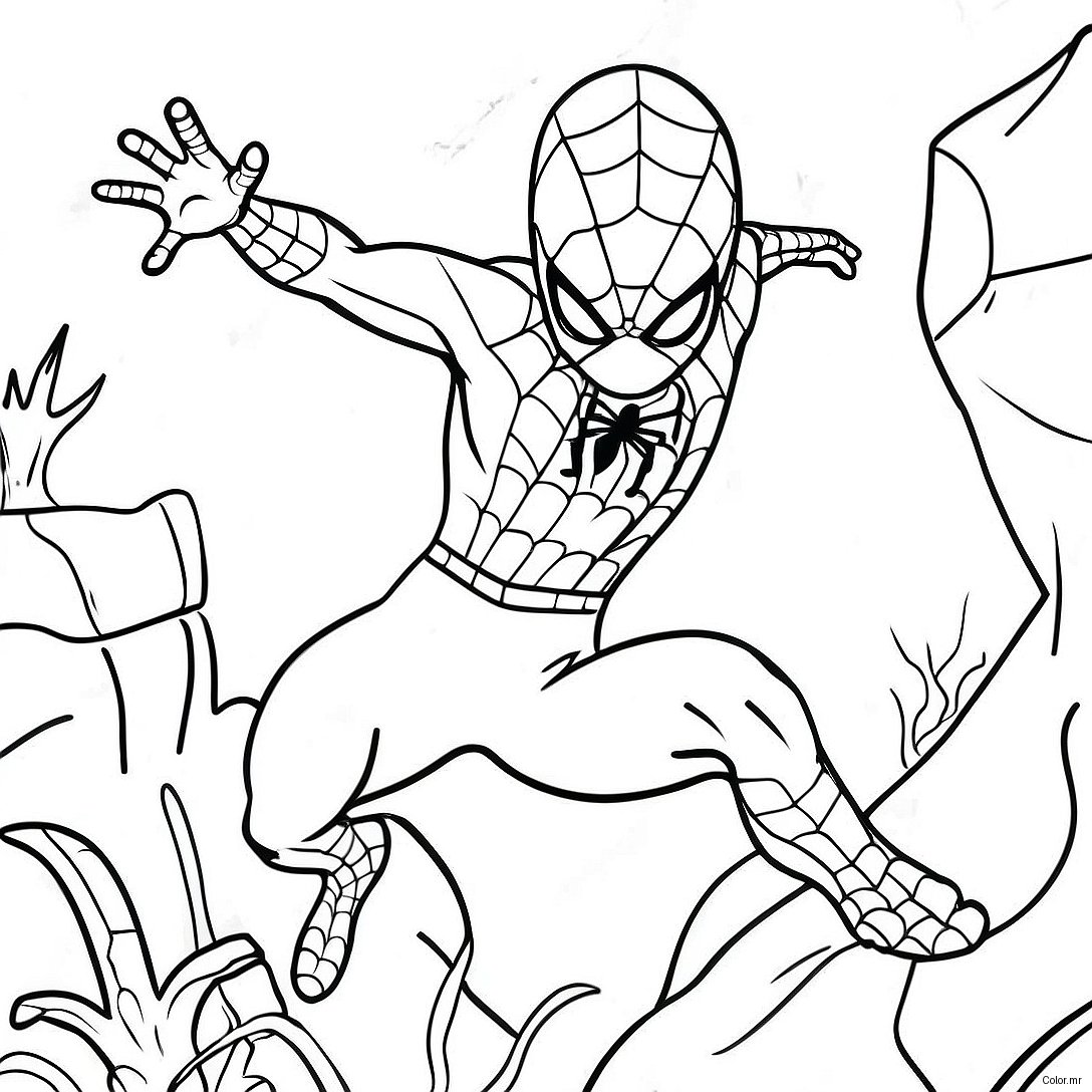 Spiderman Vs Lizard Action Scene Coloring Page 29297 26454