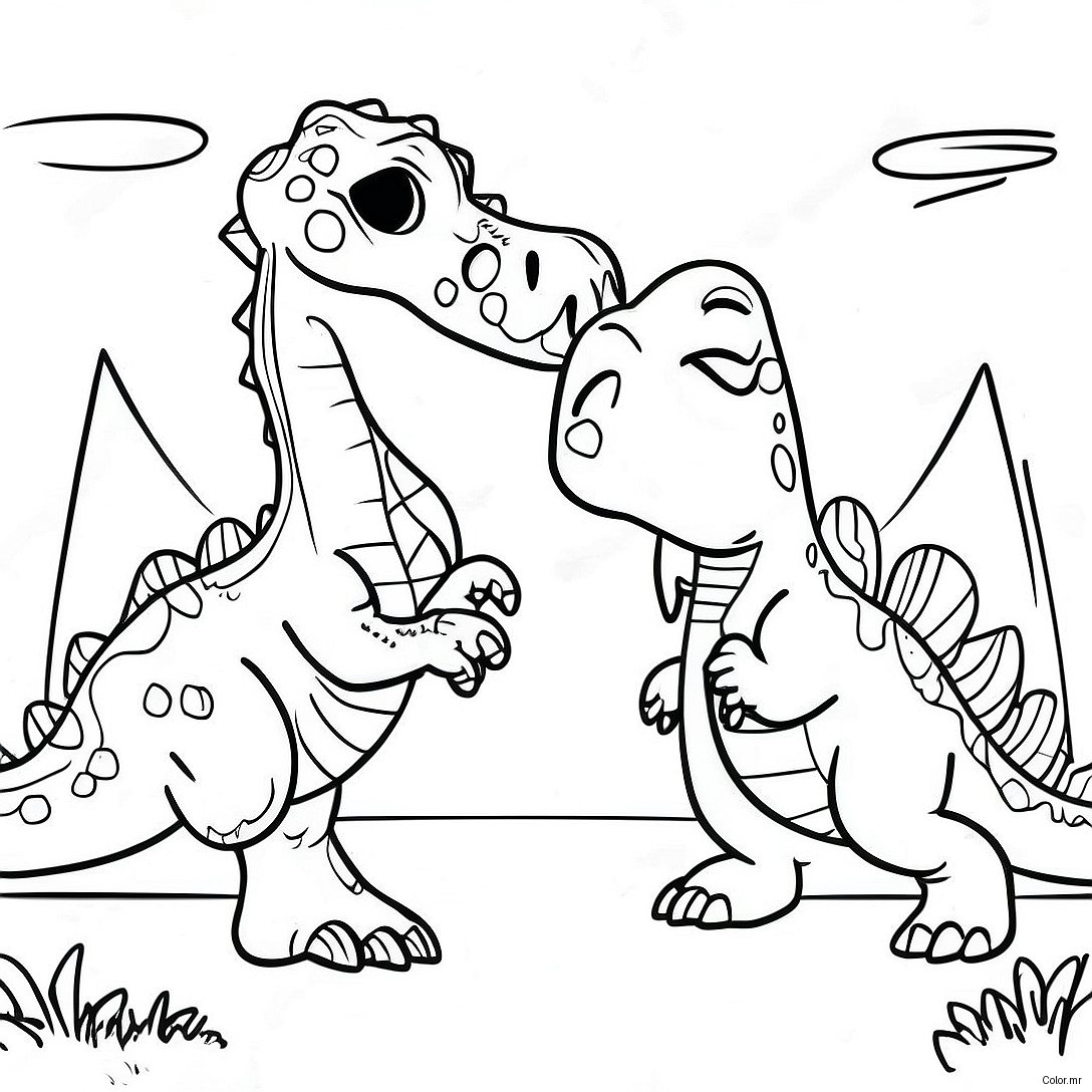Spinosaurus Vs T Rex Epic Battle Coloring Page 41649 34558
